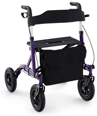 Costway Height Adjustable Rollator Walker Foldable Rolling Walker with Seat for Seniors-Purple