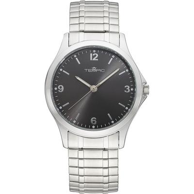 Quarzuhr TEMPIC, silber (silberfarben, grau), Armbanduhren, Herren, silberfarben, Quarzuhr, Armbanduhr, Herrenuhr, analog, Flexband, Zugband