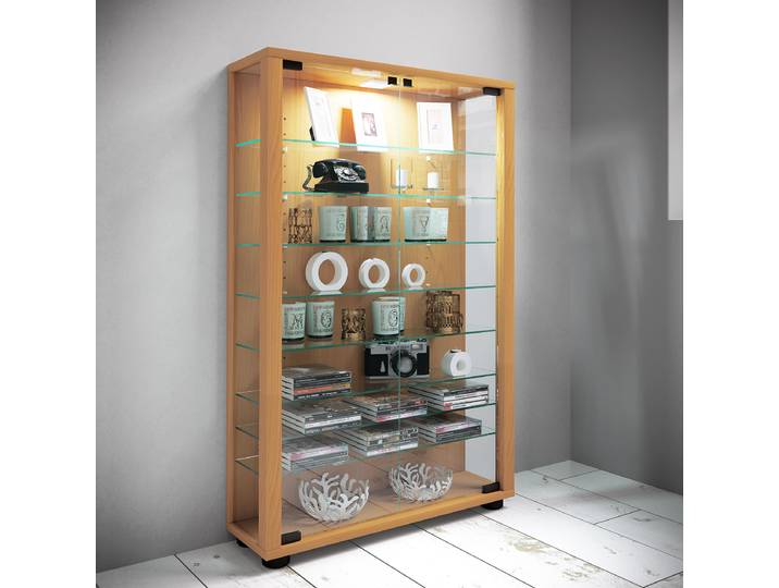 Buffet Lumo Mini 59 x 90 x 18cm Avec éclairage Bois/Marron/Imitation hêtre