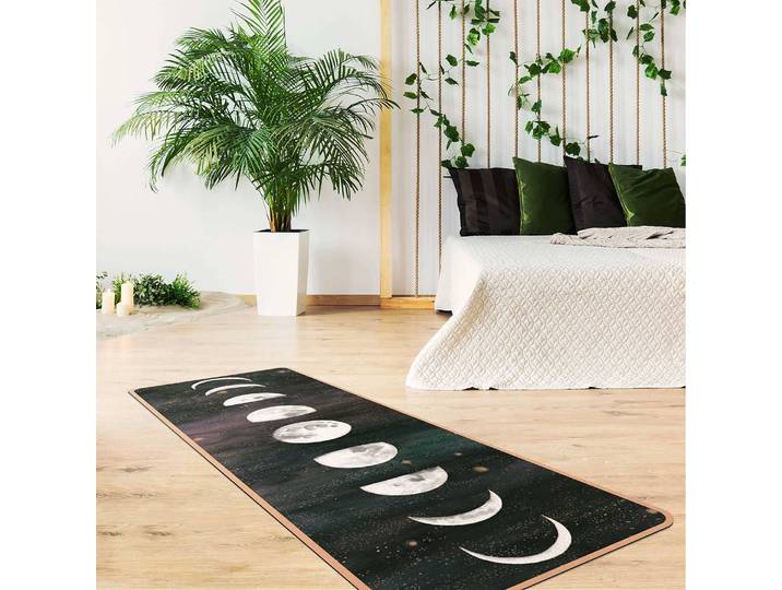 Tapis de yoga Phases de la lune 183 x 61cm Gris