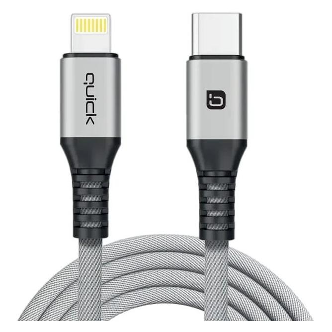 Quick Kabel USB USB-C - Lightning 1.5 m Szary (4752168141236) (1.50 m) (QB-112)
