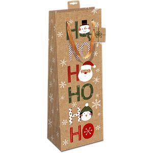 Böttcher-AG Geschenktüte 7522-2502-B, HoHoHo, Flaschentüte, 12 x 39cm, braun