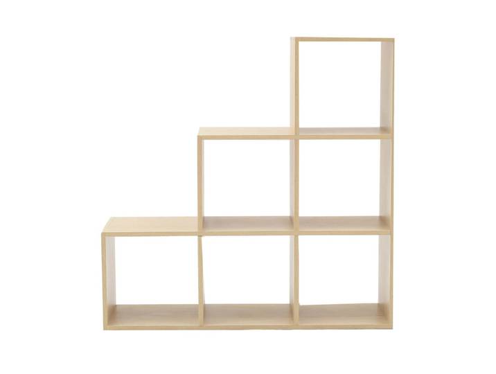Bibliothèque en échelle avec 6 cubes beige