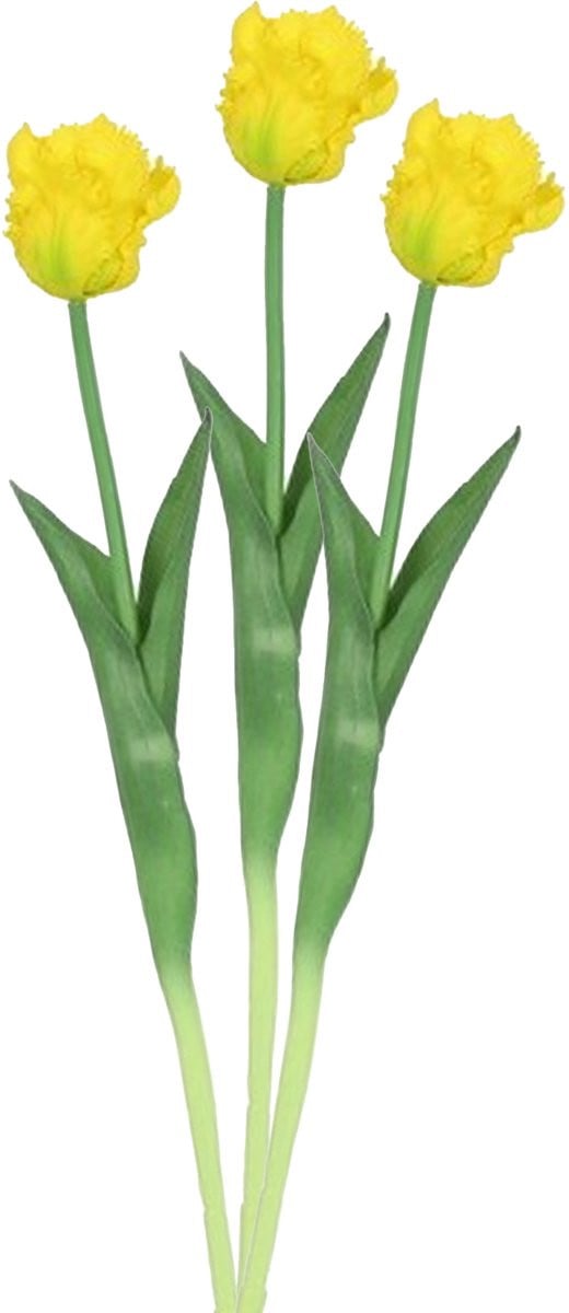 Countryfield Kunsttulp Parkiet - 3 stuks - geel - real touch - 40 cm