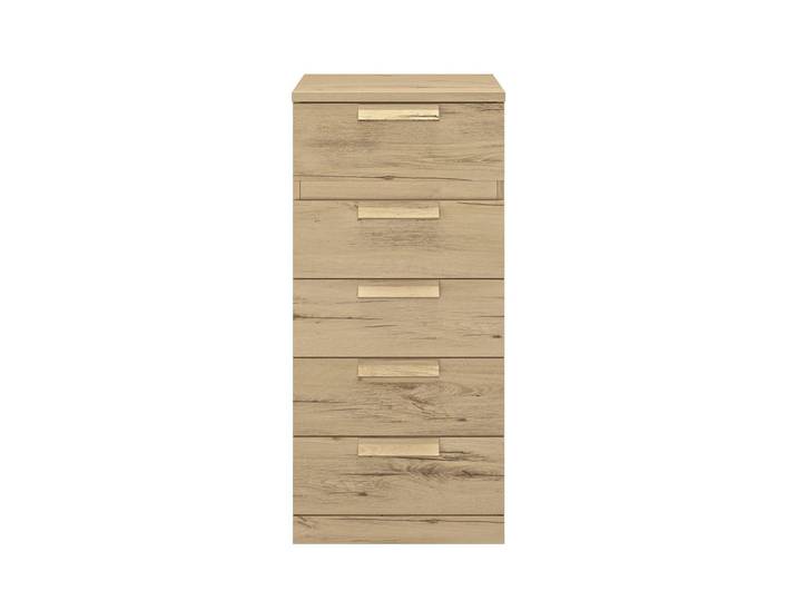 Calicosy Kommode 5 Schubladen Cyrus - Französische Herstellung - 48/45/105 cm, Nussbaumfarben, 45x105x45 cm, Kleinmöbel, Kommoden, Kommoden
