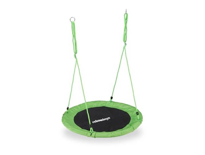 Relaxdays nestschommel, schommel voor kinderen & volwassenen, Ø 110 cm, tot 100 kg, vogelnestschommel, groen