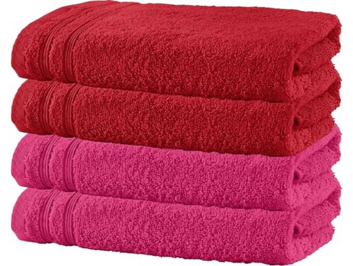Erwin Müller Duschtuch Heidelberg 4er-Pack Walk-Frottier rot-pink Größe 70x140 cm