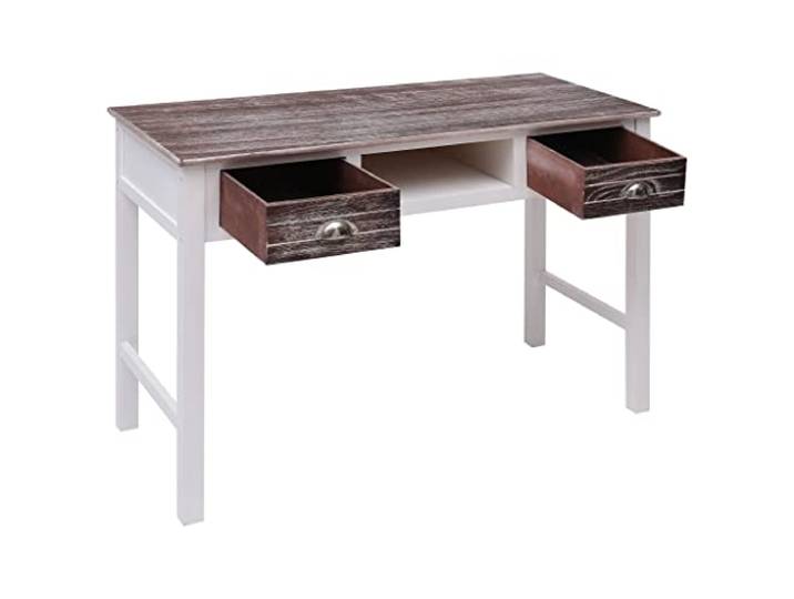 HMDNGOUT Schreibtisch Braun 110 x 45 x 76 cm Holz Paulownia Und Pappelholz, 2 Schubladen, Offenes Fach, Vielseitig Als Computertisch Oder Konsolentisch
