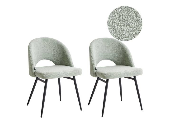 ESSZIMMERSTUHL 2er-Set Bouclé Hellgrün Onaga