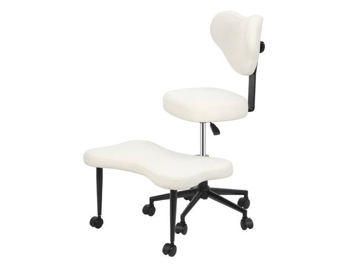 Chaise genoux croisée ergonomique avec sacrum pour la maison et le bureau - réglable en hauteur - Chaise de bureau de yoga - Blanc