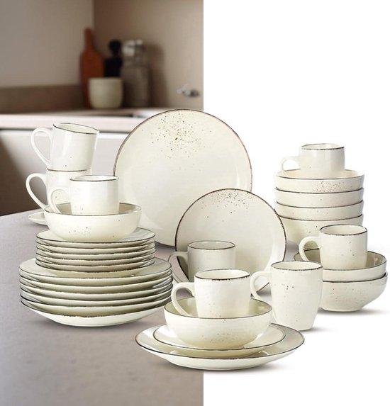China Set - Teller und Becher - Essen und Trinken - Hochwertige - 32 Delicious - Warm Beige