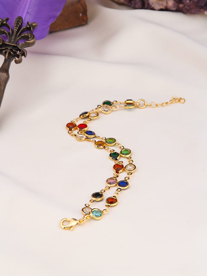 L'Atelier de Gaia Vergold. Armkette mit Kristallen - onesize