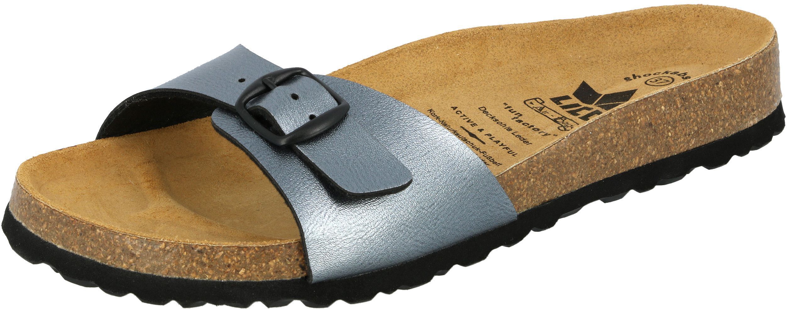 Pantolette LICO "Pantolette Bioline Once More", Damen, Gr. 36, grau, Synthetik, Schuhe Pantolette grau 36
