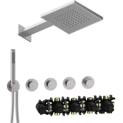 Herzbach MODUL7 PUSH-Thermostat-Set P-TF2 70.703723.1.09 TWIN FLOW Edelstahl