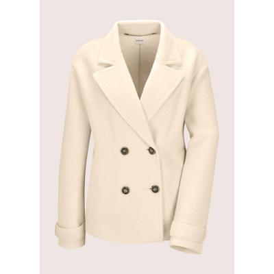 Jackenblazer MADELEINE "Wollblazer Stillvoller Zweireiher aus Schurwolle", Damen, Gr. 46, weiß (wollweiß), Obermaterial: 100% Schurwolle WV., Modern, Blazer, Zweireiher aus gekochter Wolle