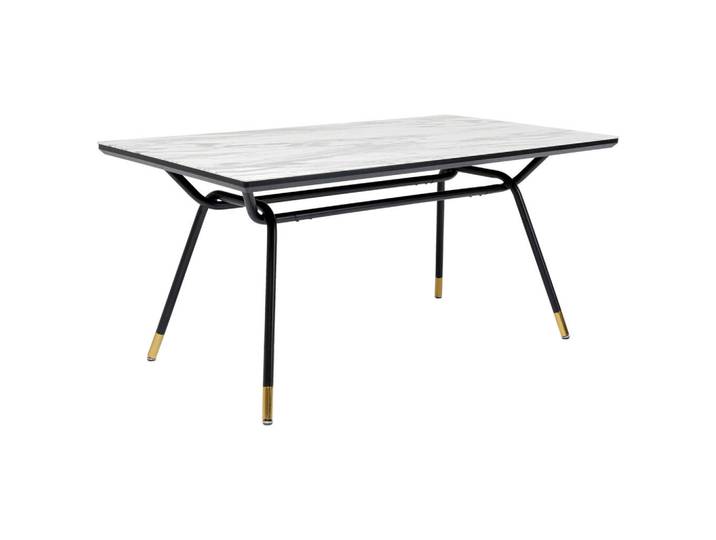 Ambia Home Esstisch, Grau, Schwarz, Weiß, Messingfarben, Metall, Glas, rechteckig, 90x75x160 cm, Esszimmer, Esstische, Esstische Glas