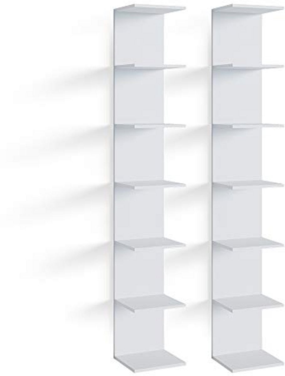 Wandrek Set van 2, Hangplank Wit, Breedte: 28 cm, Hoogte: 190 cm, Ruimtebesparend Design