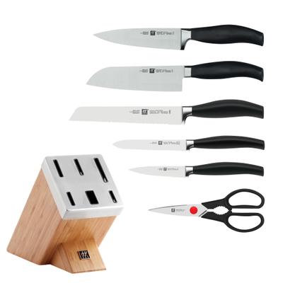Messerblock ZWILLING "***** FIVE STAR", natur, L:11,5cm, Messerblöcke, Messerblock, Selbstschärfender Messerblock, inkl. 5 Messer + Schere, Bambus
