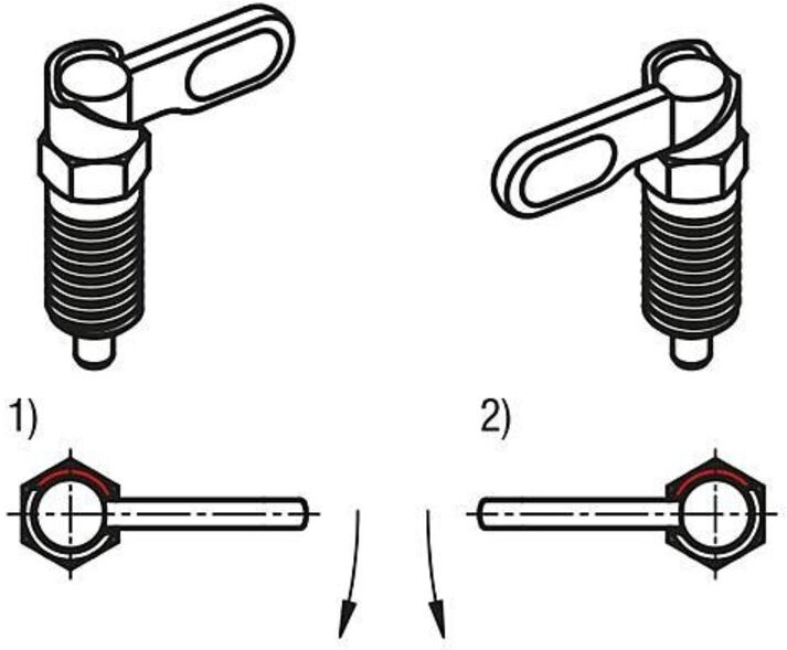 KIPP Sperrriegel mit Anschlag links Ø 6mm M10 Gewindehülse Kappe (K1674.1070610)