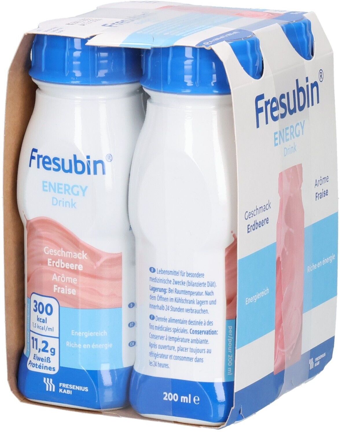 Fresubin Energy Drink Erdbeere Trinkflasche 4x200 ml Lösung
