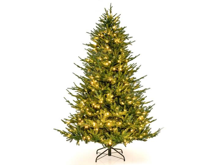 210 cm Kunstmatige Kerstboom Verlicht Opklapbare Kerstboom met 8 Lichtmodi Kunstboom Kerst Groen