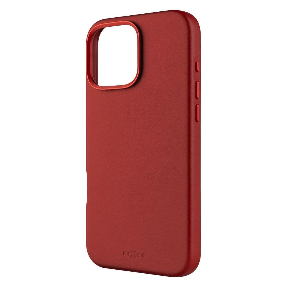 Fixed Fixiertes MagLeather | Rückseite | Apfel | iPhone 16 Pro Max | Leder | Rot (Apple iPhone 16 Pro Max) (FIXLM-1403-RD)