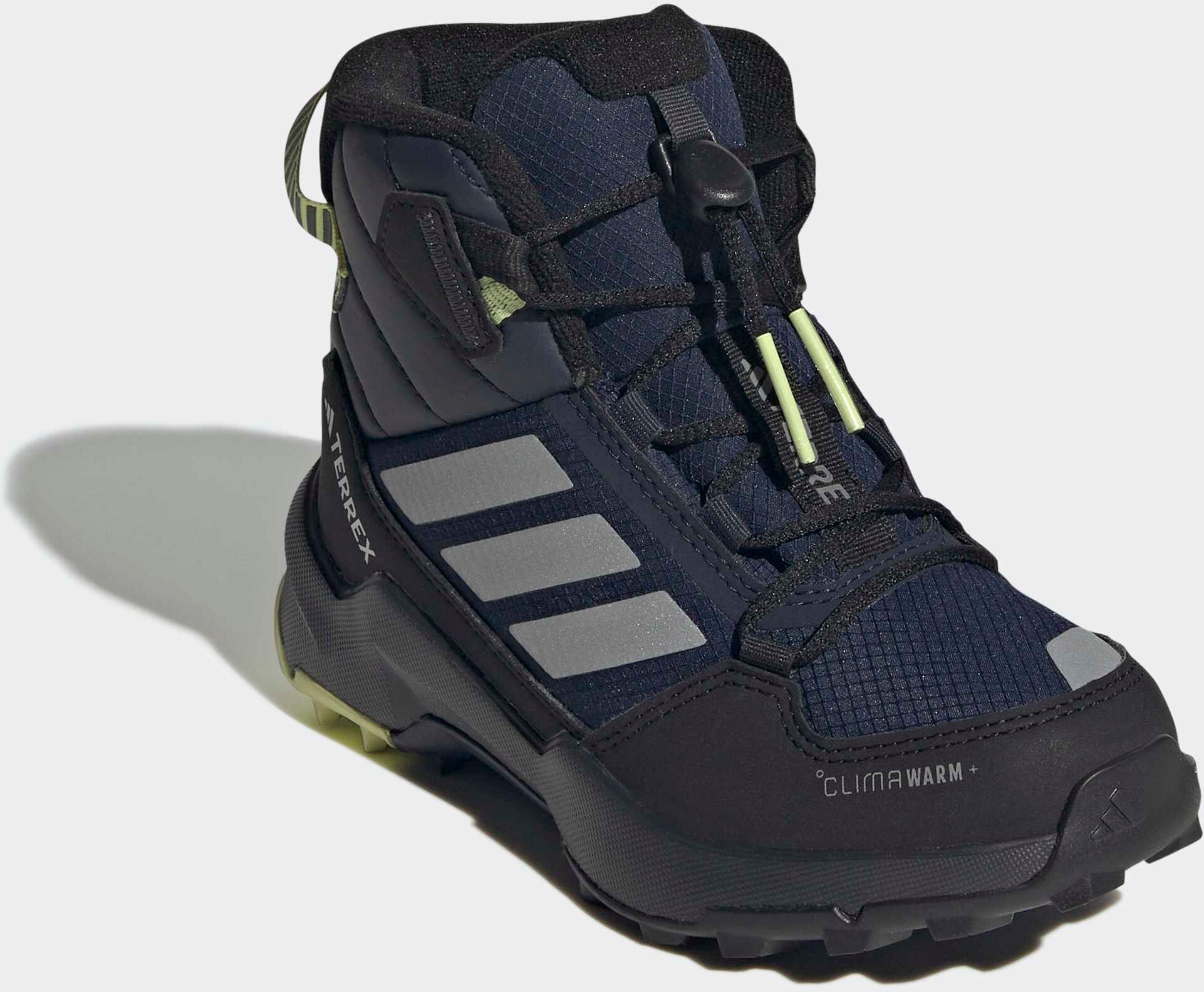 Winterstiefel ADIDAS TERREX "AX4R MID CLIMAWARM+ KIDS", Kinder, Gr. 39, blau (semi frozen lemon, legend ink, semi frozen lemon), Synthetik, Textil, Schuhe Winterstiefel, gefüttert semi frozen lemon, legend ink, semi frozen lemon 39