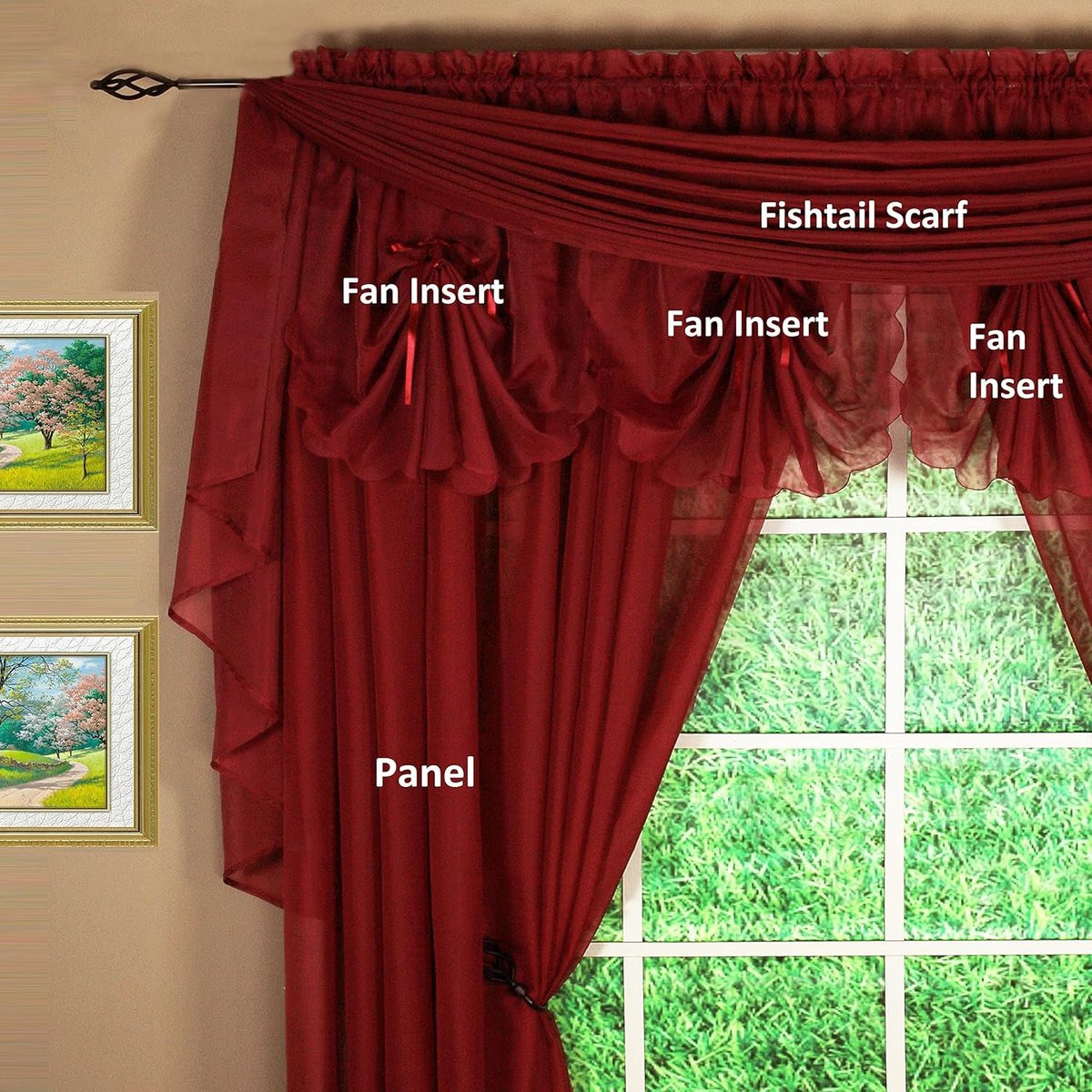 Curtain Emelia Original Voile Sjaal, Bourgondië, B: 114,3 cm x L: 365,8 cm