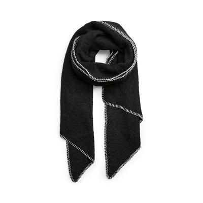 Schal PIECES "PCPYRON LONG SCARF NOOS BC", Damen, schwarz (schwarz detail:contrast stitch, hellweiß), Kunstfaser, Modetücher Schal, Kunstfaser