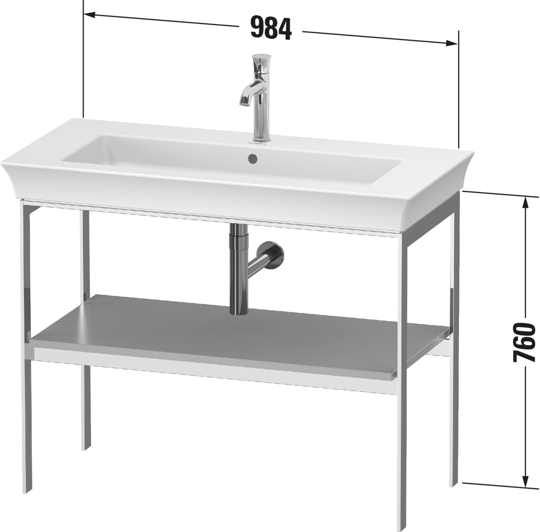 Duravit Waschtisch-Konsole White Tulip 98,4x45cm, US N mass., Met., bodensteh. (WT454107777)