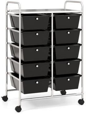 Costway 10-Drawer Rolling Storage Cart-Black