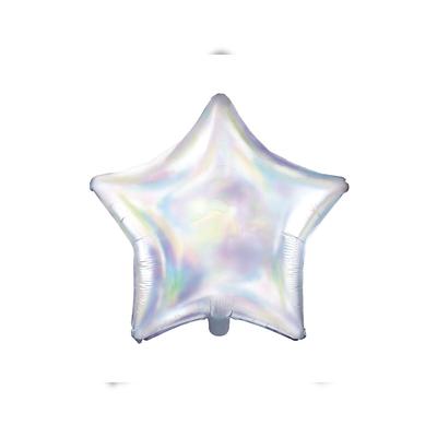 PartyDeco Folienballon Stern 48cm Silber Irisierend