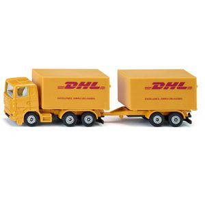 siku Fahrzeug 1694 LKW mit Anhänger DHL, aus Metall/Kunststoff