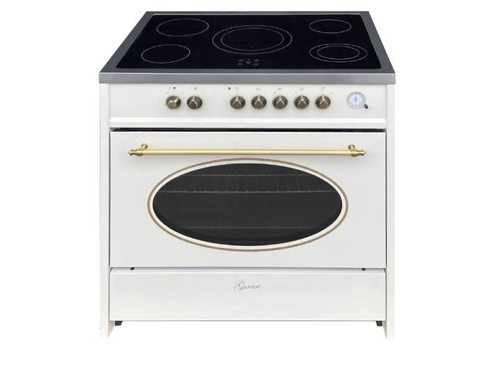 GURARI Elektro-Standherd GCH E 912 Cr r/ 5 Jahres Garantie, mit 1-fach-Teleskopauszug, Retro Elektro Standherd 90 cm/ 121L / Creme/ 8 Funktionen