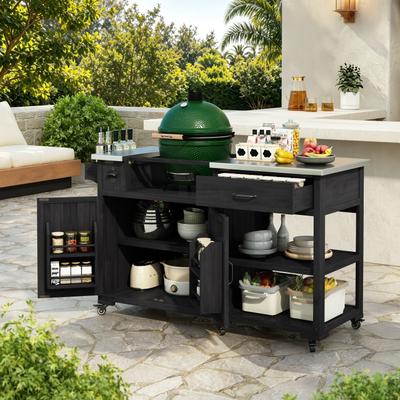 toswini 55.4-Inch Outdoor Grill Cart with Stainless Steel Top, Gas Tank Storage and Drawer