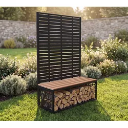 Westmann Usus 3 | Gartenbank mit Sichtschutz | inkl. Holzlager | Farbe - Anthrazit