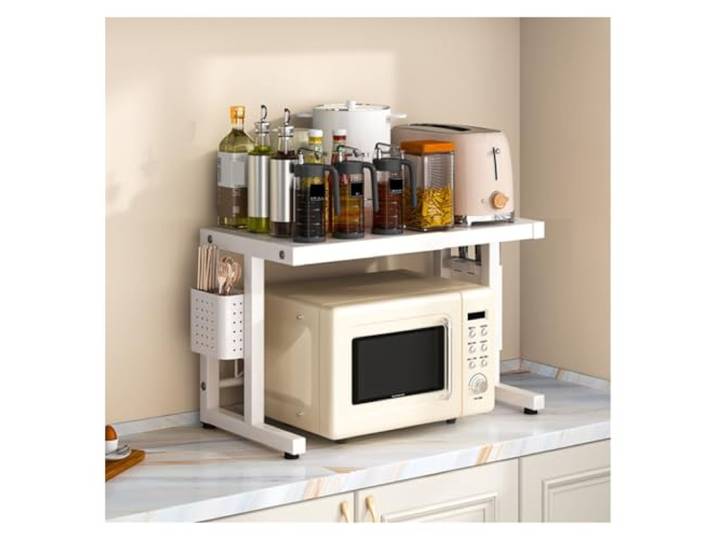 CVdrtyED Mikrowellenregal Ausziehbares Küchenregal for Mikrowelle, Reiskocher, Arbeitsplatte, Desktop-Schrank, Aufbewahrungsregal Küchenregal Stehend(White)