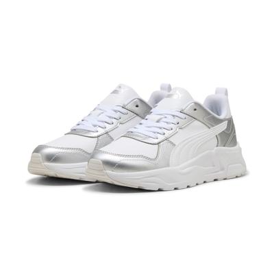 Sneaker PUMA "TRINITY 2 LT METALLIC GLAM", Damen, Gr. 37, Textil, silber (puma weiß, puma silber), Synthetik, Schuhe Sneaker