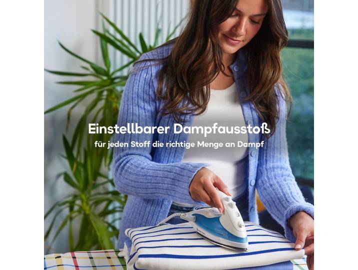 RUSSELL HOBBS Dampfbügeleisen 22470-56, Reisedampfbügeleisen , blau, B:9,9cm H:10cm T:20,4cm, Bügeleisen, mit Edelstahlsohle, weltweite Spannungsanpassung 110-240V, Dampfbügeleisen