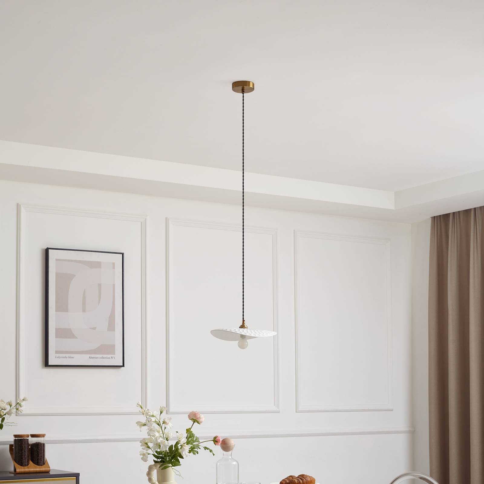 Hängelampe Annira Lindby, dimmbar, weiß / opal, für Wohn- / Esszimmer, Keramik, Modern, Pendelleuchte