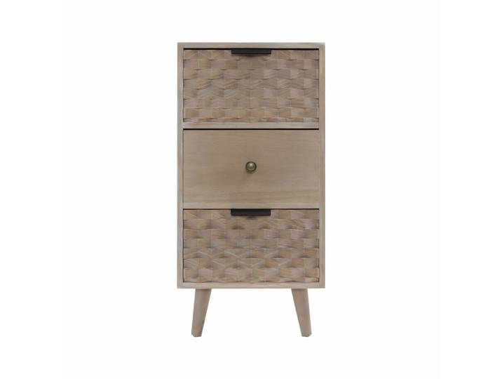 Table de chevet étroite avec 3 tiroirs marron