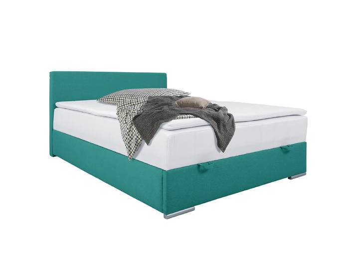 Lit boxspring Randas 140 x 200cm Tissu Cortina Vert/Bleu