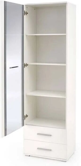 garneroarredamenti Vetrina 60x200h cm 1 anta 2 cassetti bianco opaco e lucido Viki