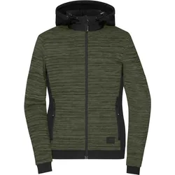 James & Nicholson Wattierte Damen Hybrid Strickfleece Jacke Winter-Jacke JN1843 olive melange/black L