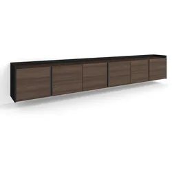 LOWBOARD, Dunkler Eiche und Schwarz, 309/35/50cm, Hängend