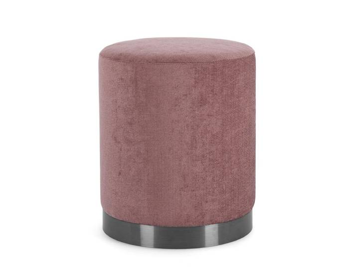 Tabouret en tissu rose foncé avec anneau en métal