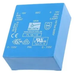 Block Transformator FL PCB 18VA 2x15V, Transformator