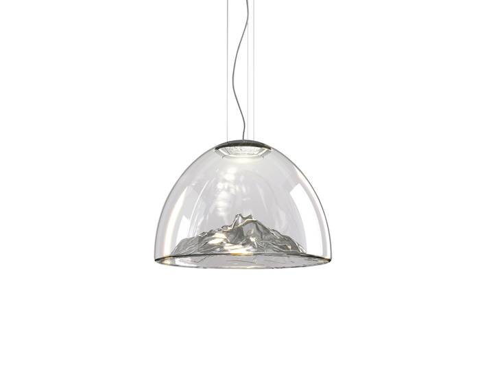 AXO LIGHT lampe à suspension MOUNTAIN VIEW (Gris / Chrome - Verre soufflé)