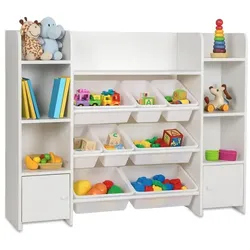 Relaxdays Kinderregal groß mit Boxen Weiß