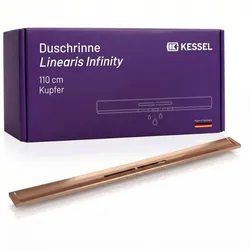 KESSEL Duschrinne Linearis Infinity aus Edelstahl V4A 45203.11  bodengleiche Design-Duschrinne, individuell verlängerbar, 1100 mm, Copper gebürstet
